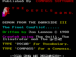 Demon from the Darkside III - The Devils Hand (1988)(Compass Software)
